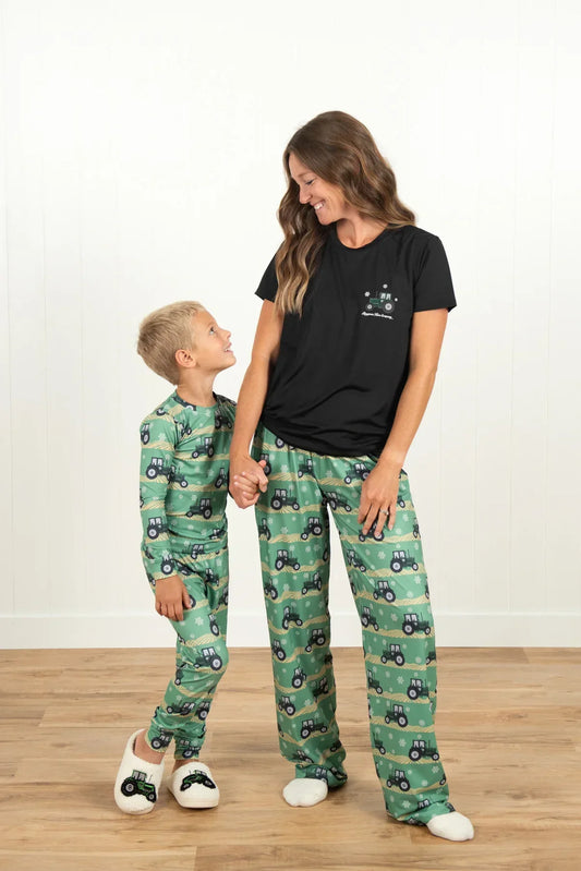 Green Tractor Christmas Adult Pajama Shirt *PREORDER*