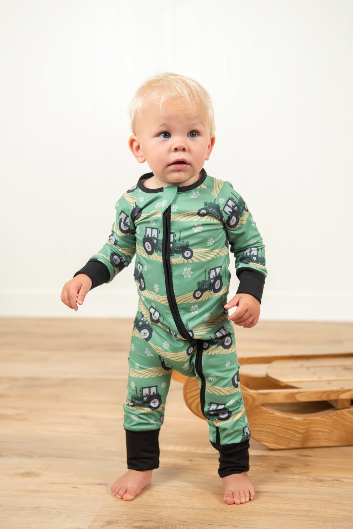Green Tractor Christmas Baby Zippy *PREORDER*
