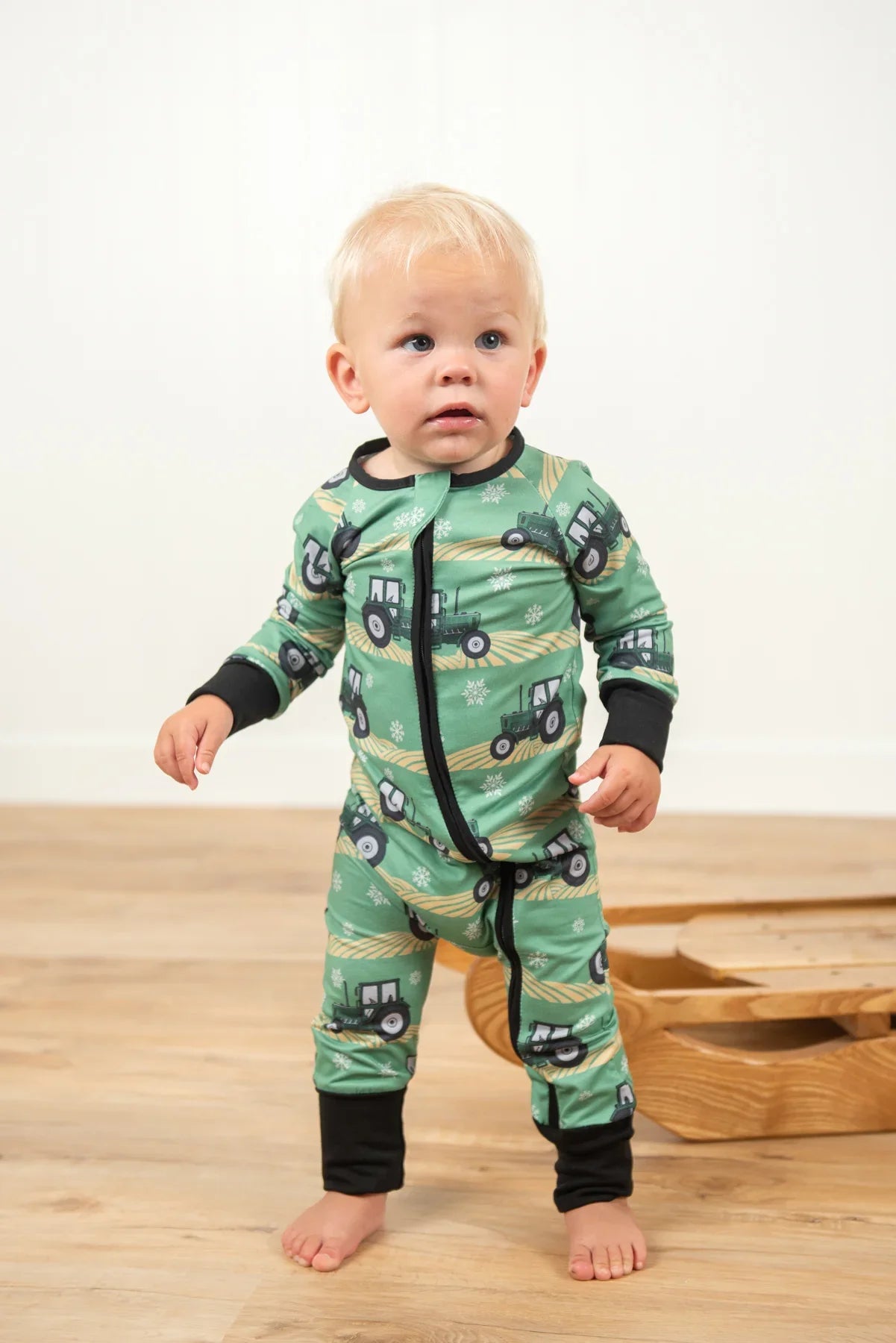 Green Tractor Christmas Baby Zippy *PREORDER*