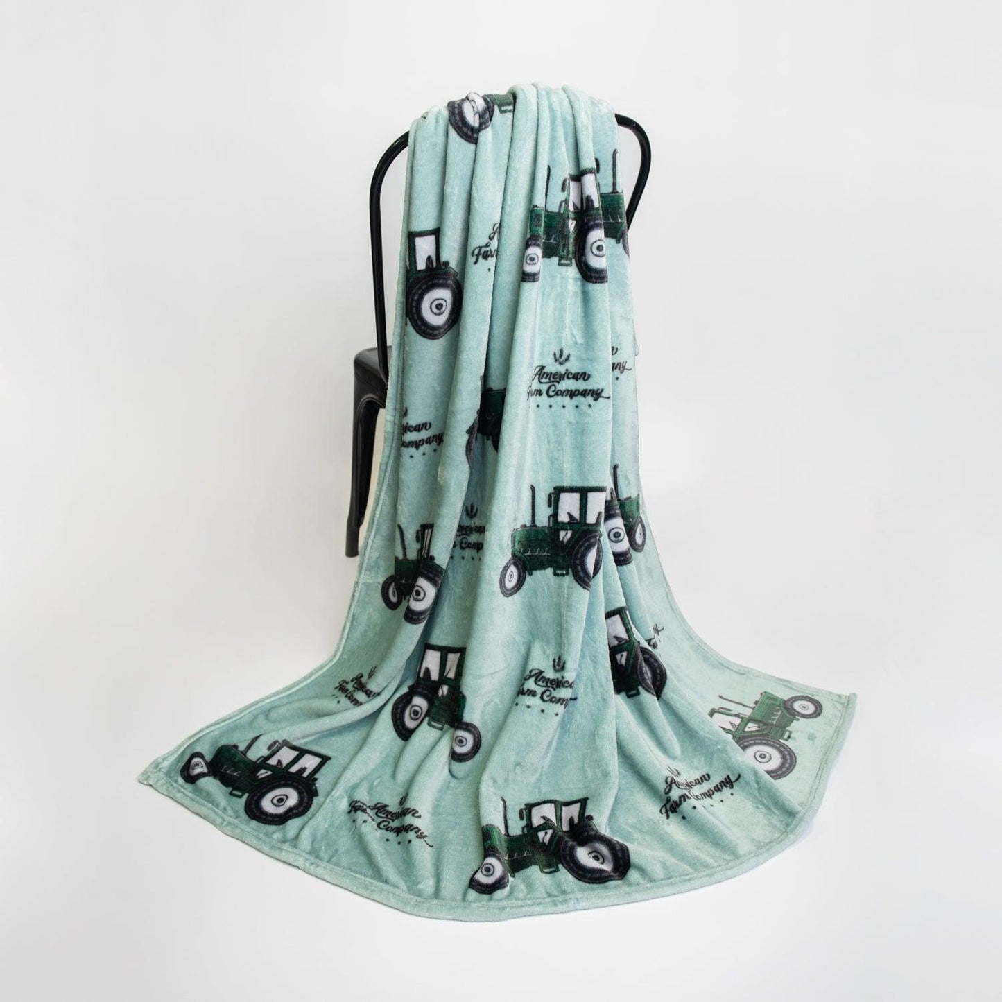 Green Tractor Plush Blanket - American Farm Company