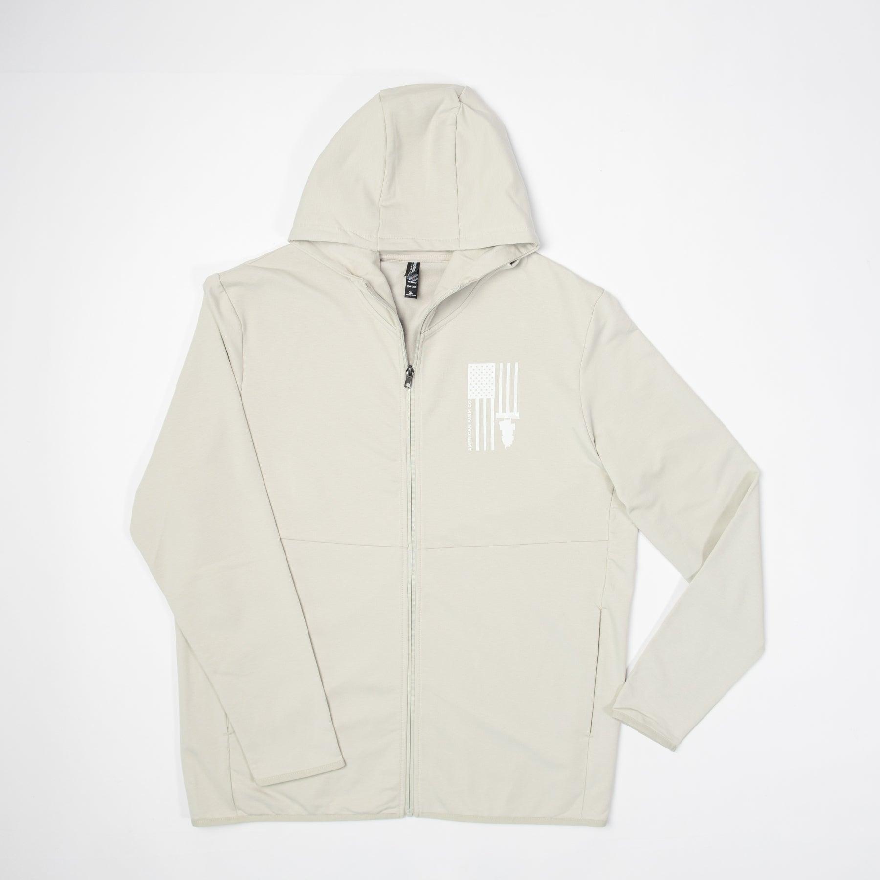 Harvest Flag Performance Full-Zip Hoodie - Smoke - American Farm Company