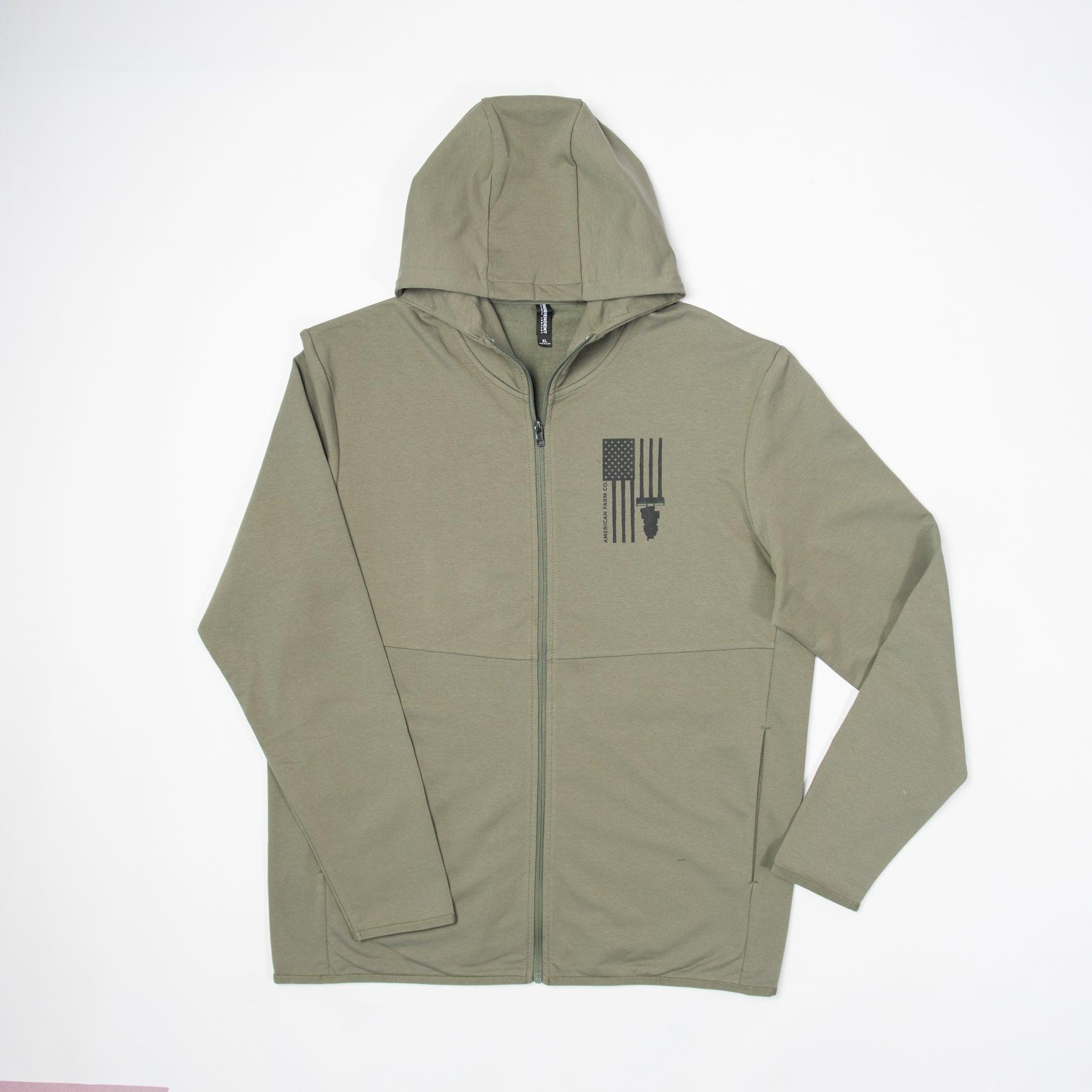 Harvest Flag Performance Full-Zip Hoodie - Pine - American Farm Company