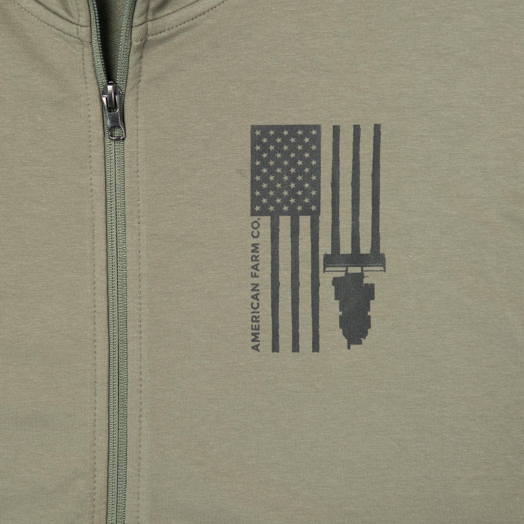 Harvest Flag Performance Full-Zip Hoodie - Pine - American Farm Company