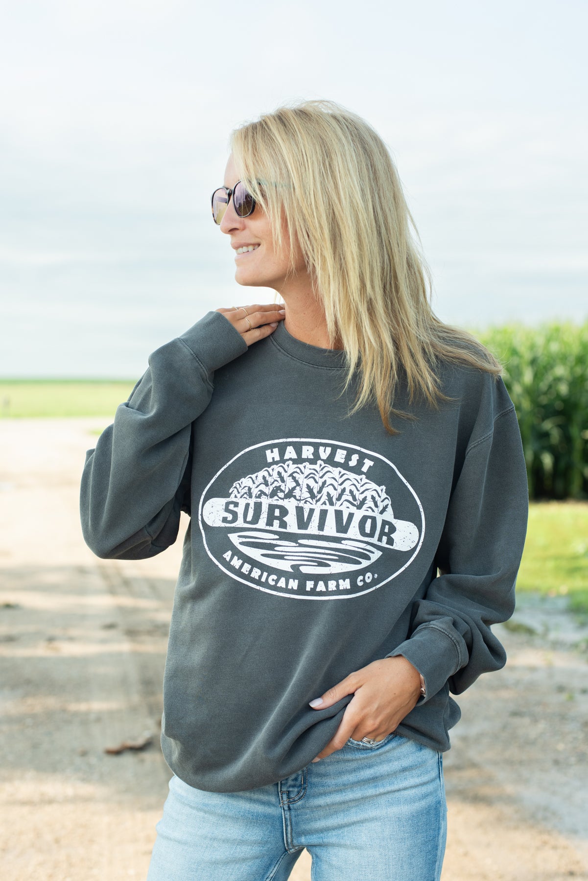 ‘Harvest Survivor’ Charcoal Crewneck