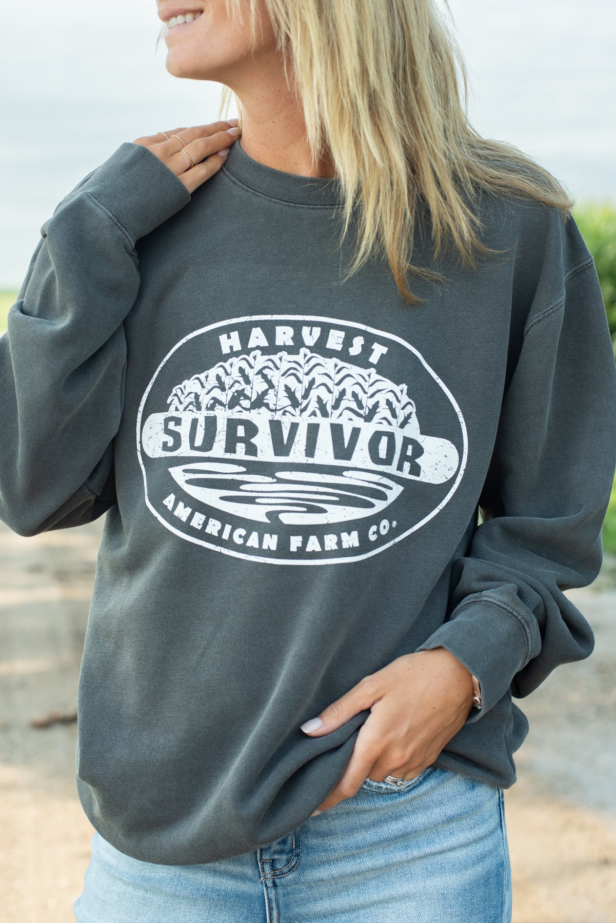 ‘Harvest Survivor’ Charcoal Crewneck