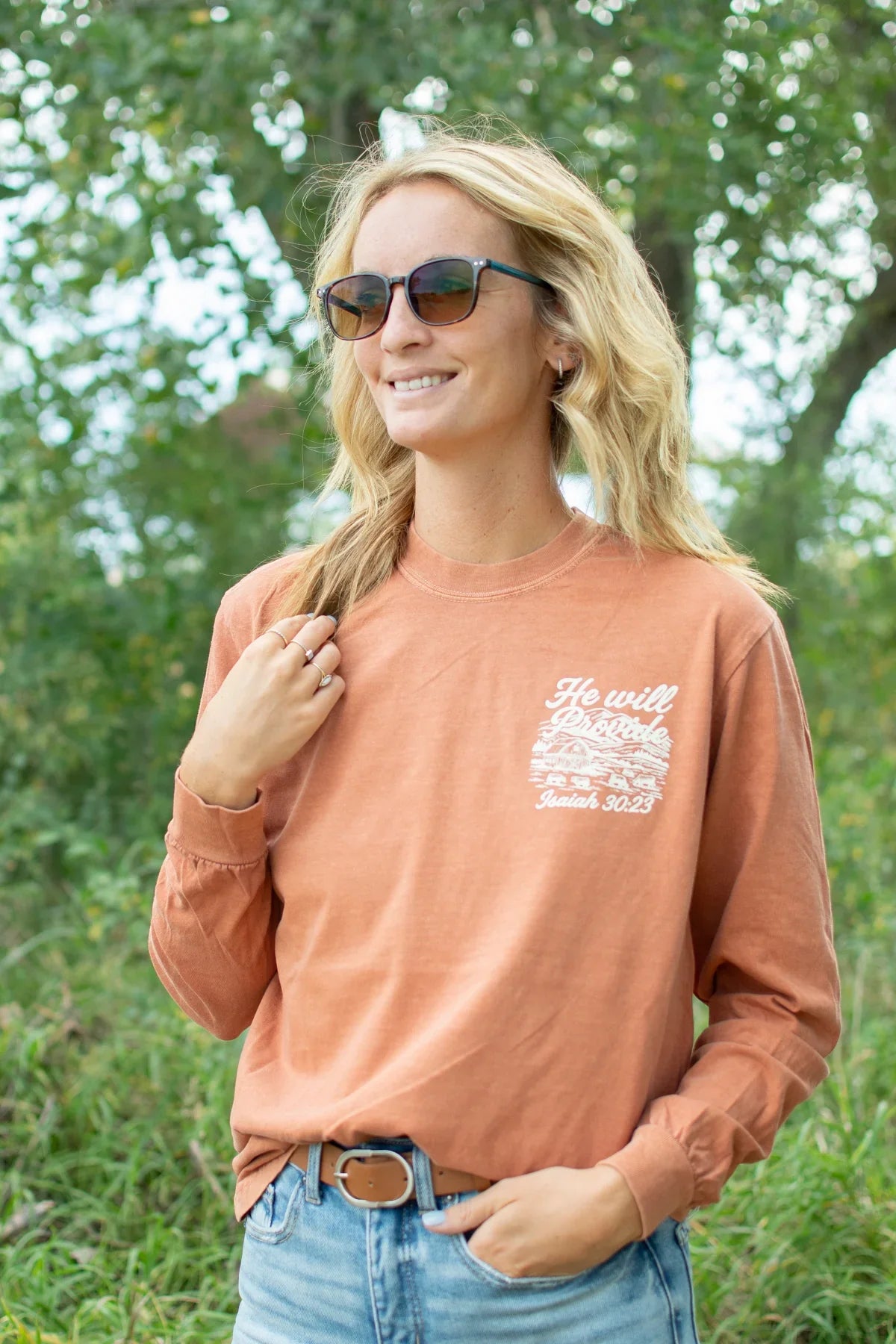 'He Will Provide' Isaiah 30:23 Rust Long Sleeve