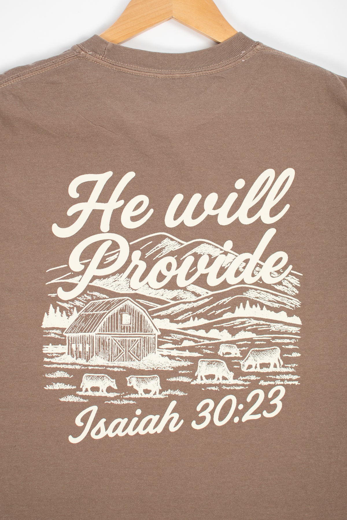 'He Will Provide' Isaiah 30:23 Brown Tee