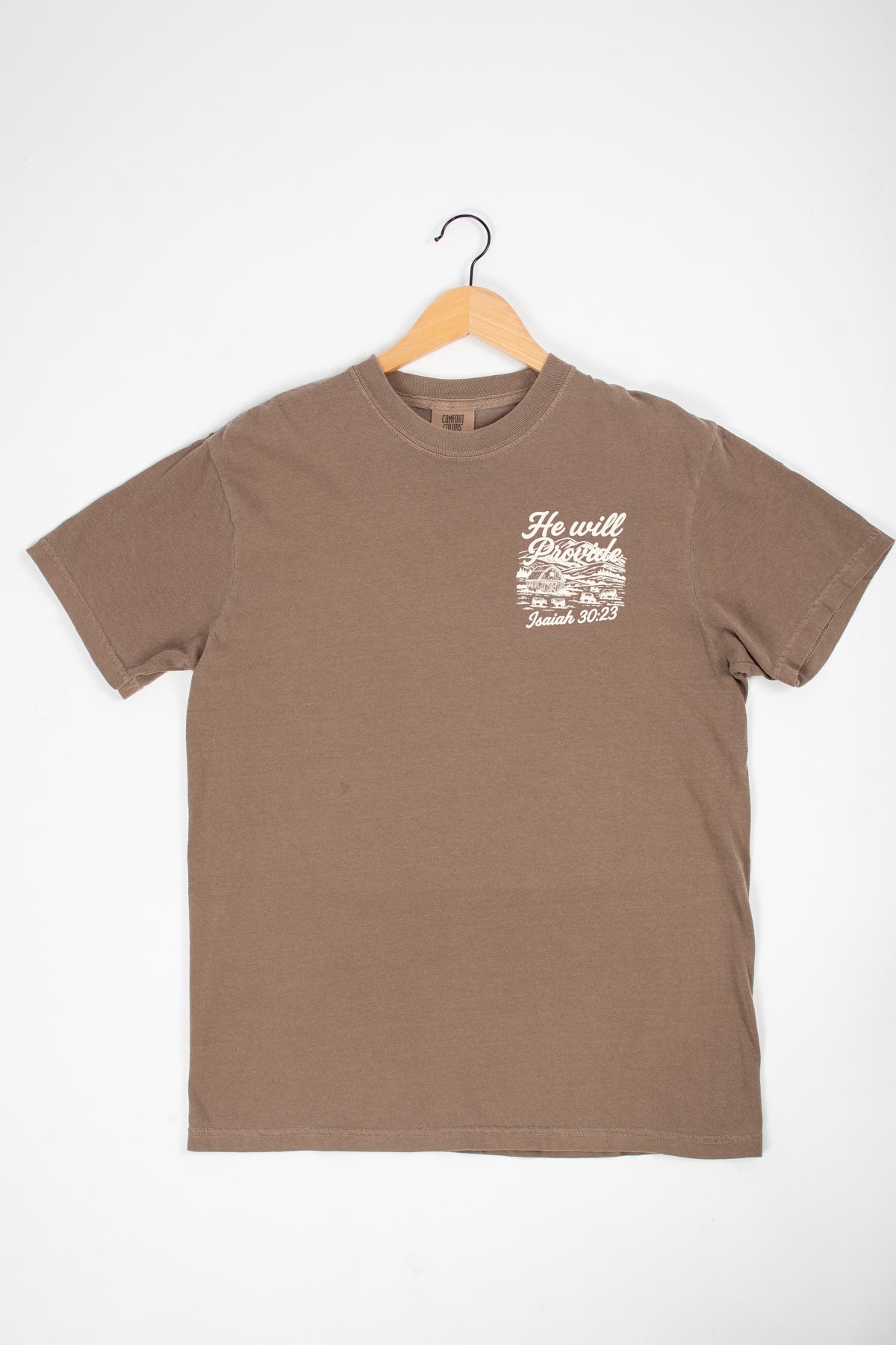 'He Will Provide' Isaiah 30:23 Brown Tee