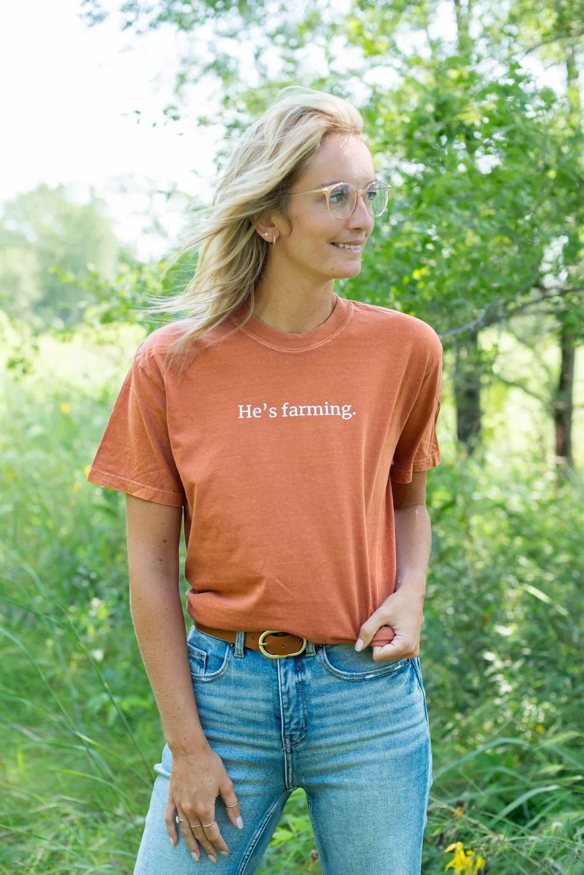 'He's Farming.' Rust Tee