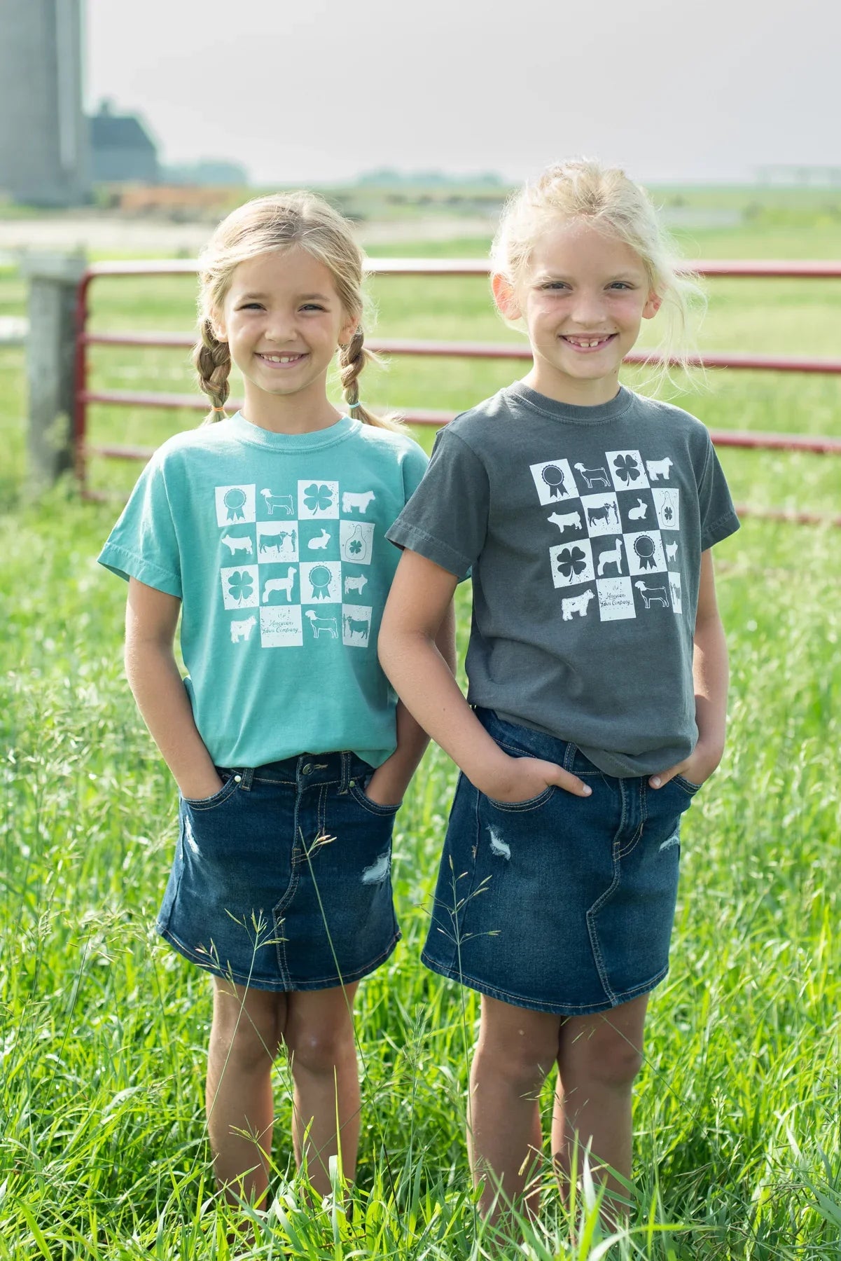 Fair Week Checkers Youth Charcoal Tee