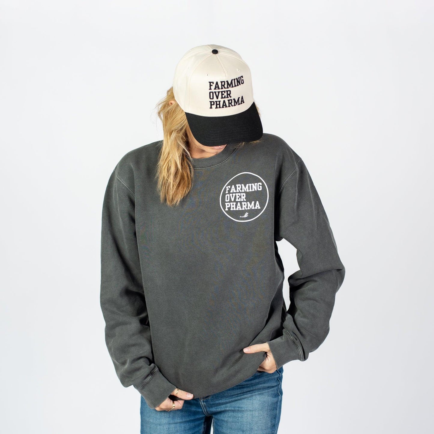 Farming Over Pharma Charcoal Crewneck - American Farm Company