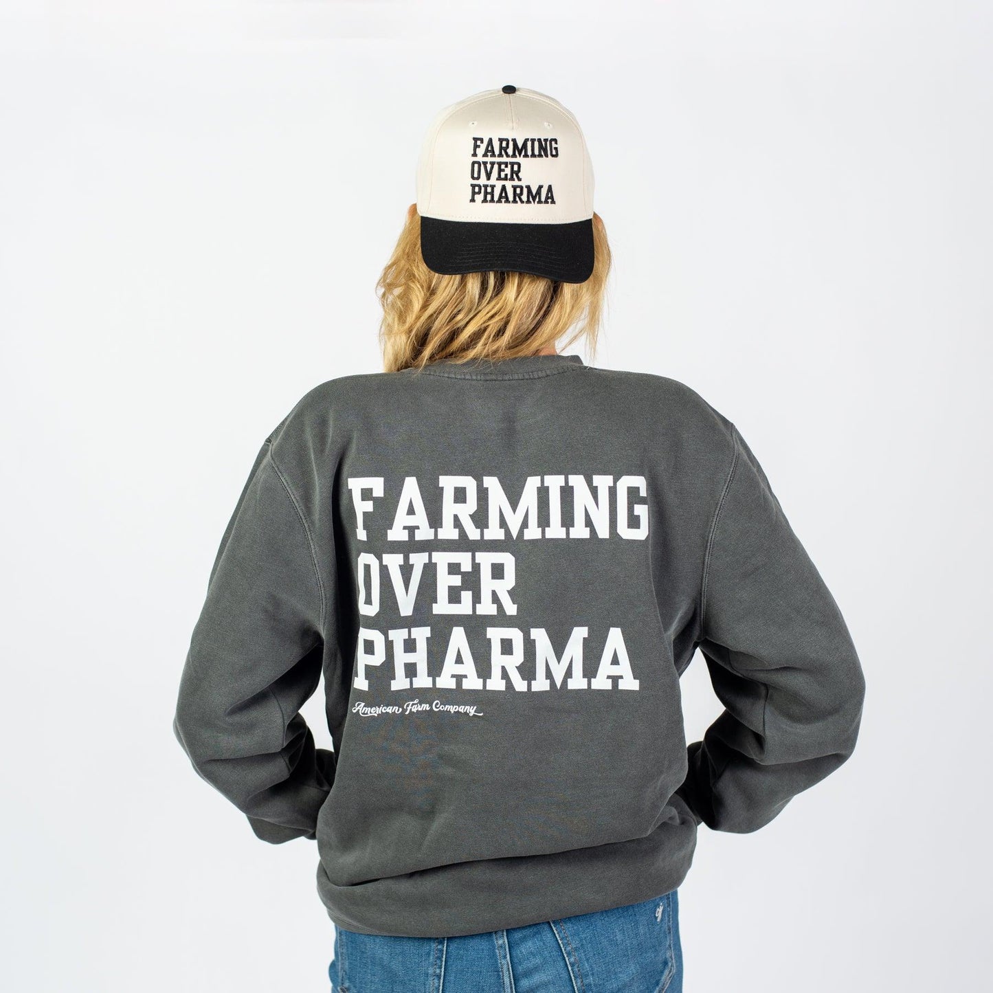Farming Over Pharma Charcoal Crewneck - American Farm Company