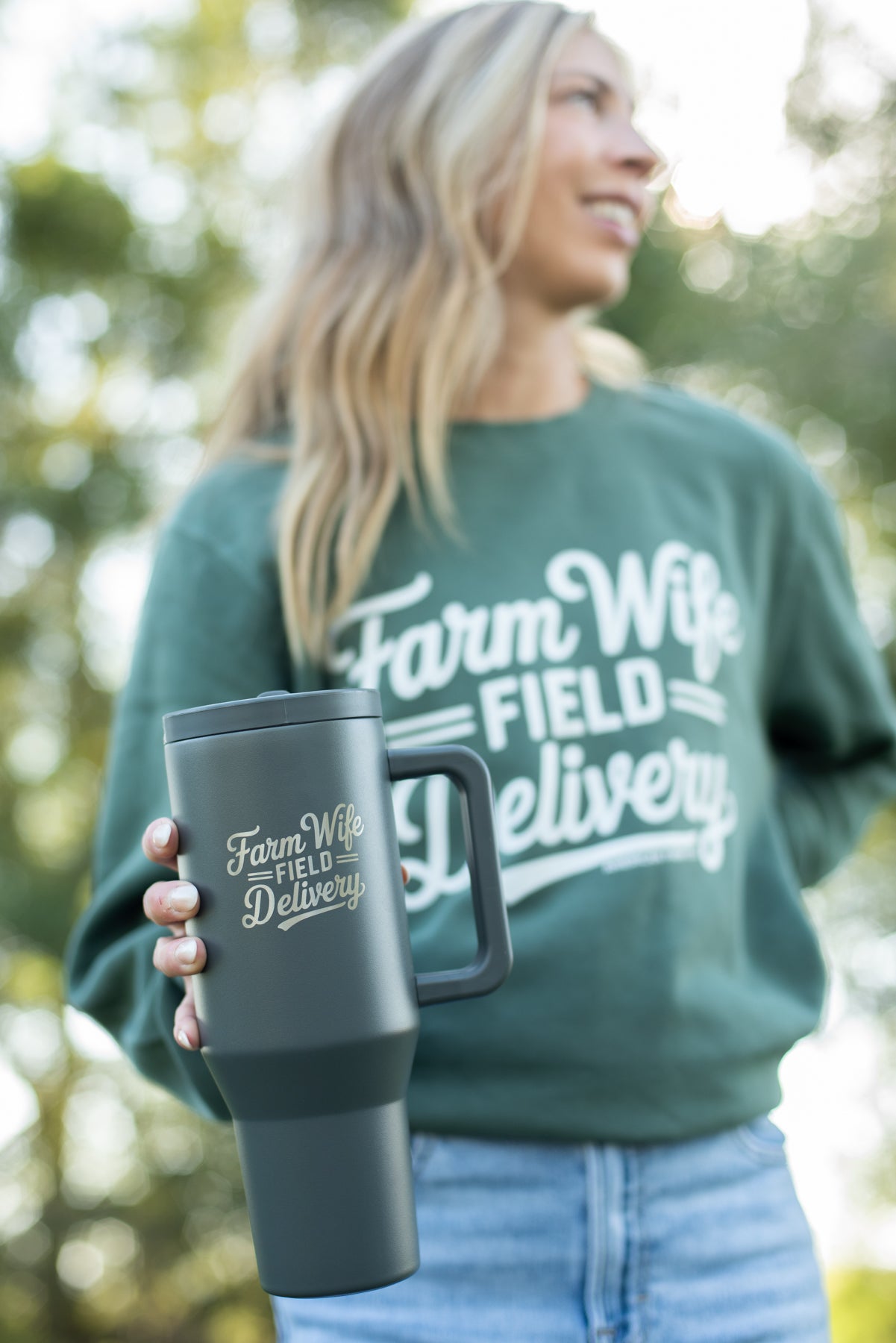 'Farm Wife Field Delivery' 40oz Water Tank Tumbler - Charcoal