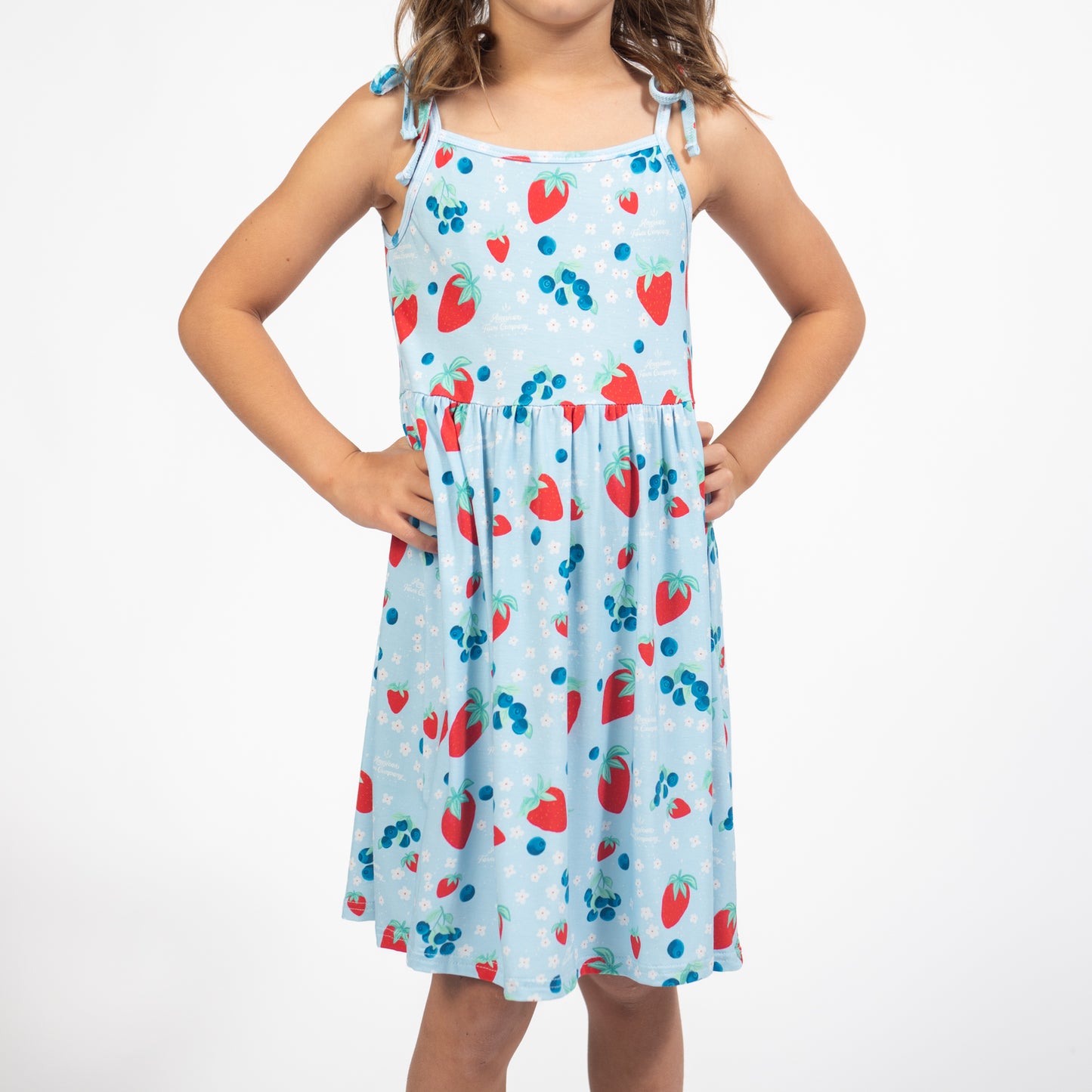 Red, White, & Blue Berries Toddler/Youth Bamboo Dress