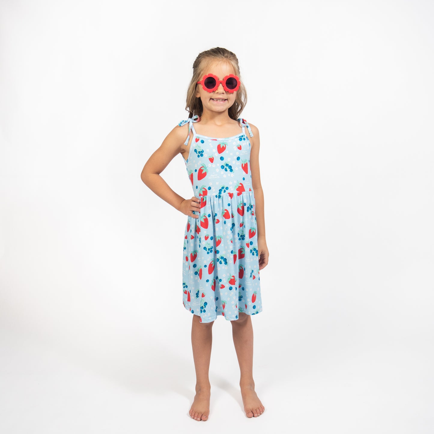 Red, White, & Blue Berries Toddler/Youth Bamboo Dress