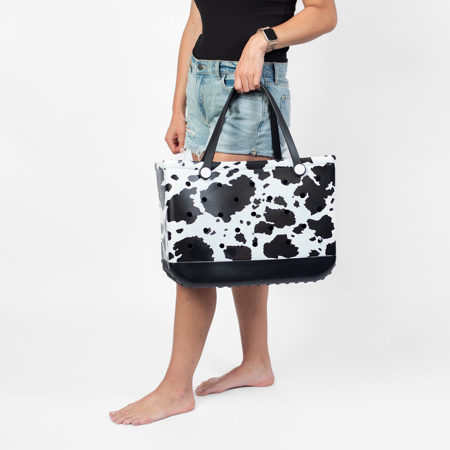 Cow Print Rubber Beach Tote Bag