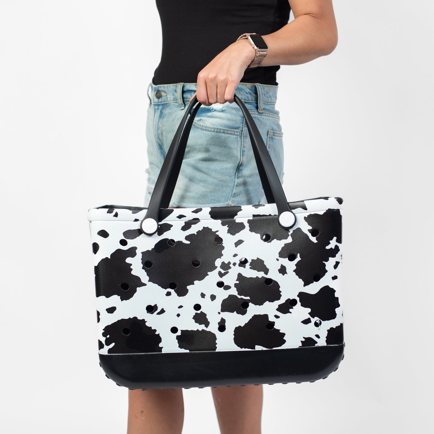 Cow Print Rubber Beach Tote Bag