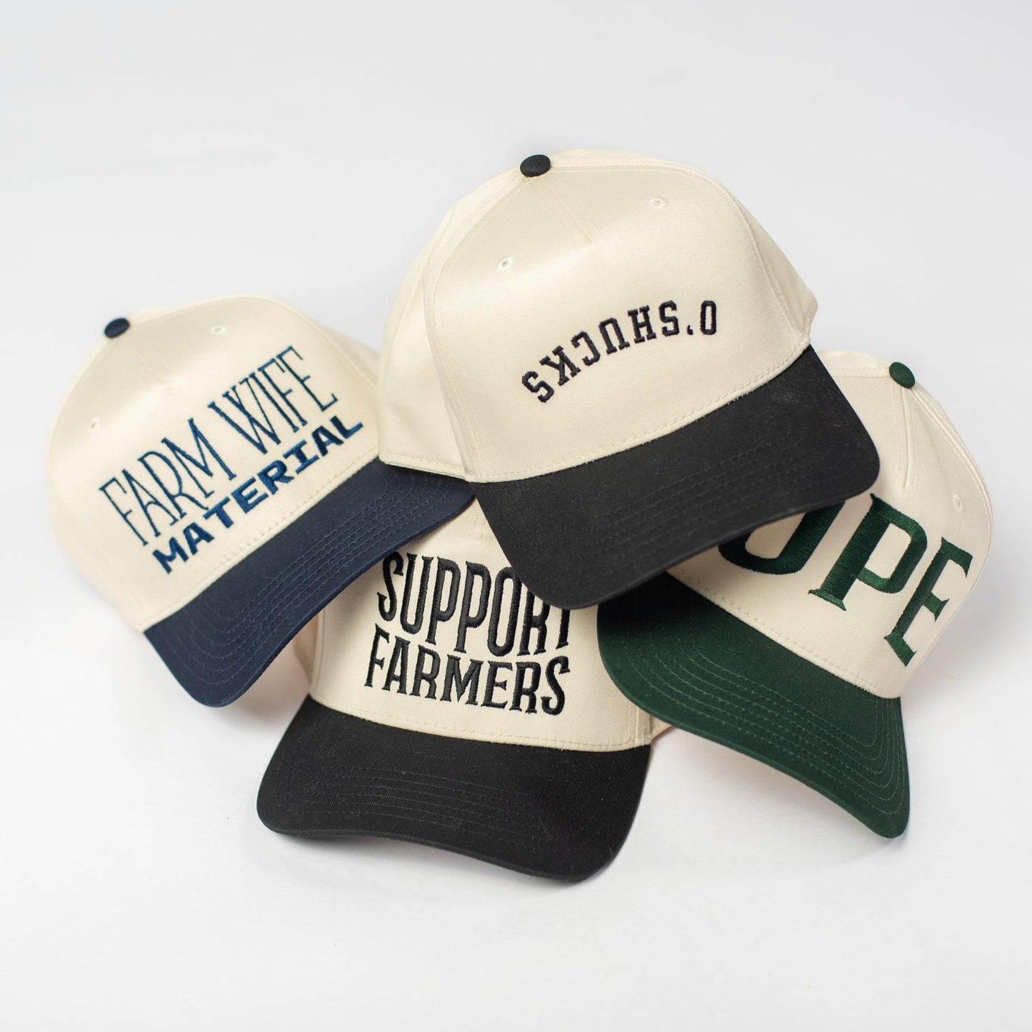 'Farm Wife Material' Embroidered Trucker Hat