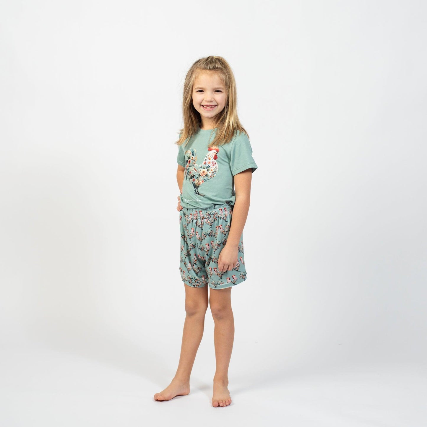 Floral Chicken Toddler/Youth Bamboo Pajama Set - American Farm Company