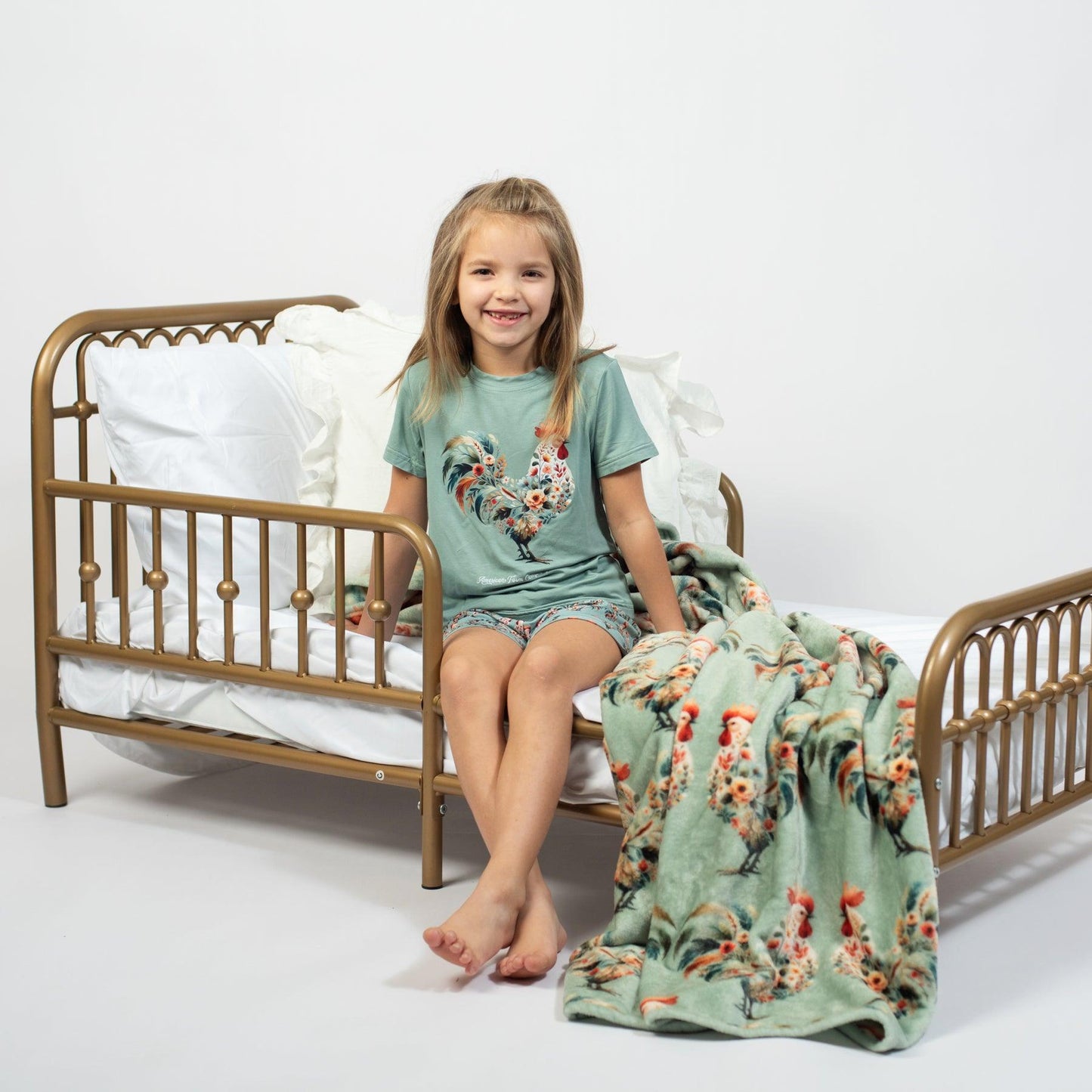 Floral Chicken Toddler/Youth Bamboo Pajama Set - American Farm Company