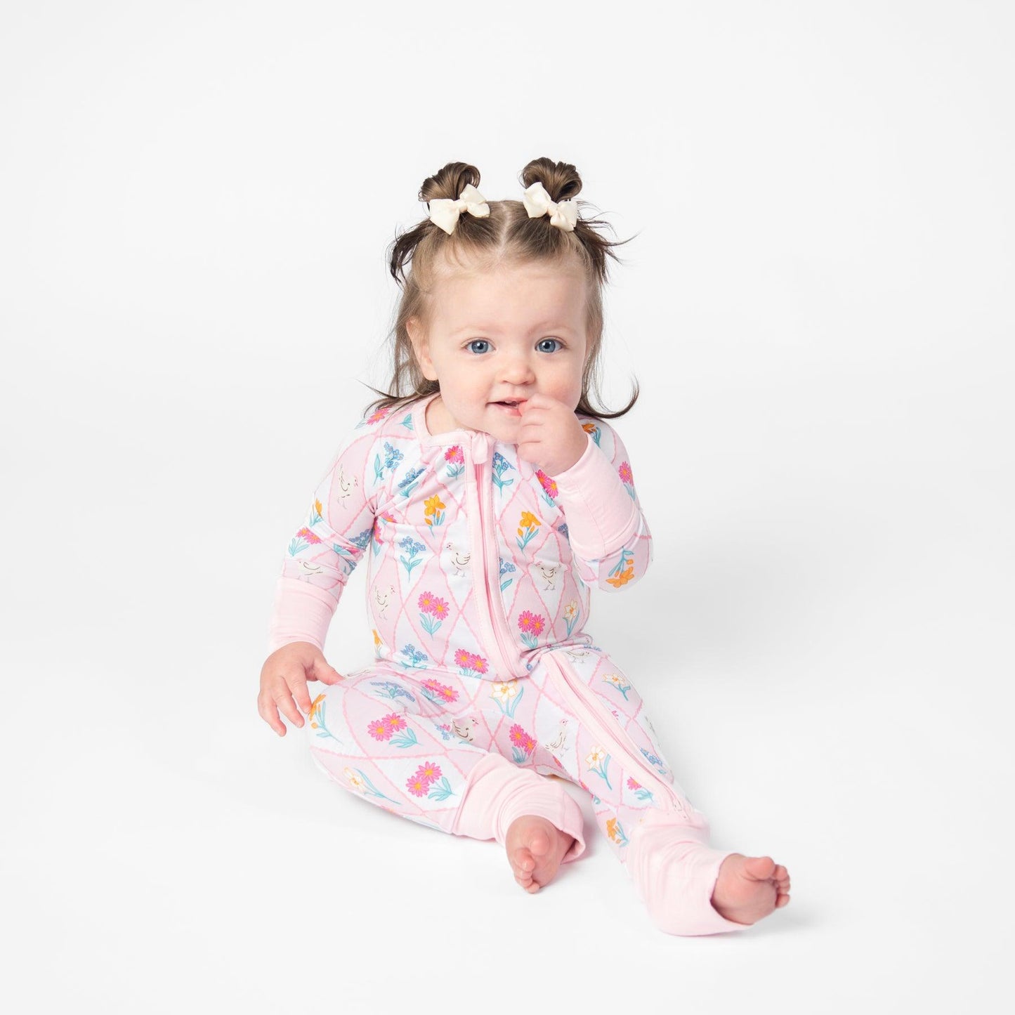 Diamond Floral Chicken Baby Bamboo Zippy