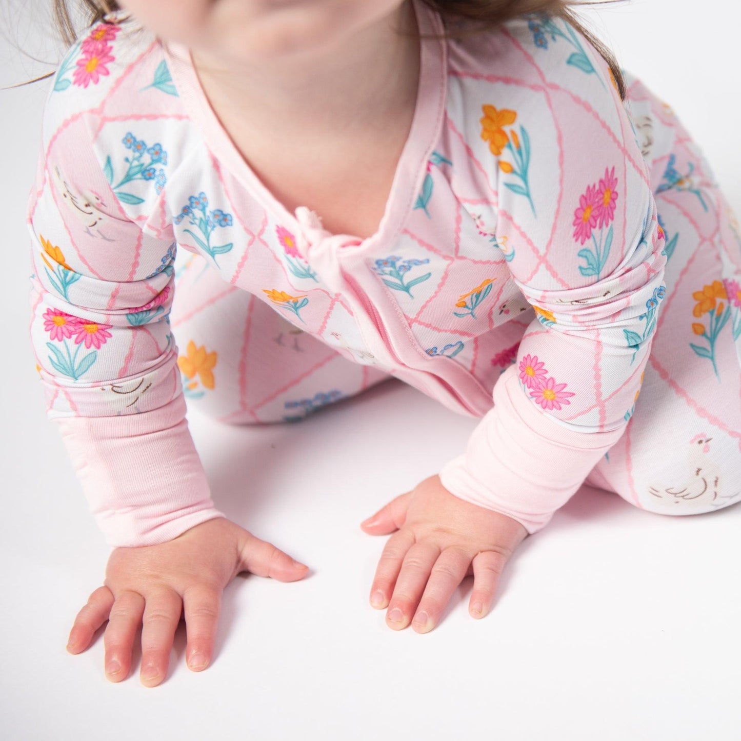 Diamond Floral Chicken Baby Bamboo Zippy