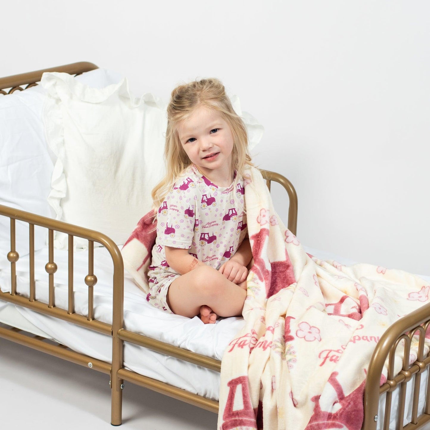 Floral Tractor Toddler/Youth Bamboo Pajama Set - American Farm Company