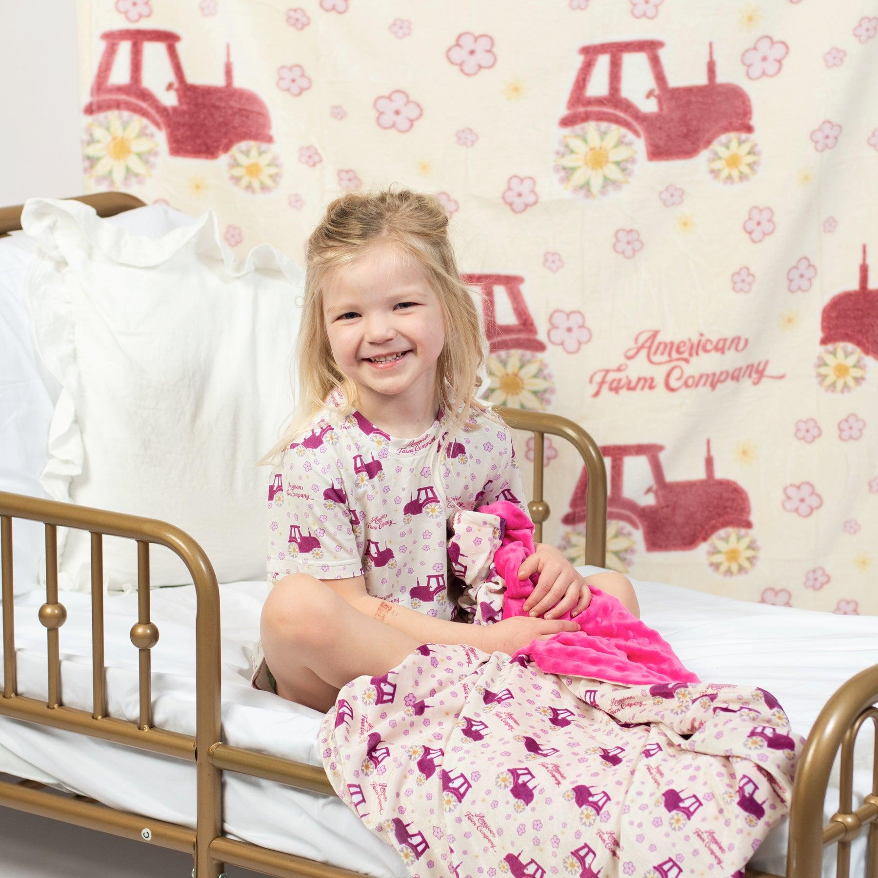 Floral Tractor Toddler/Youth Bamboo Pajama Set - American Farm Company