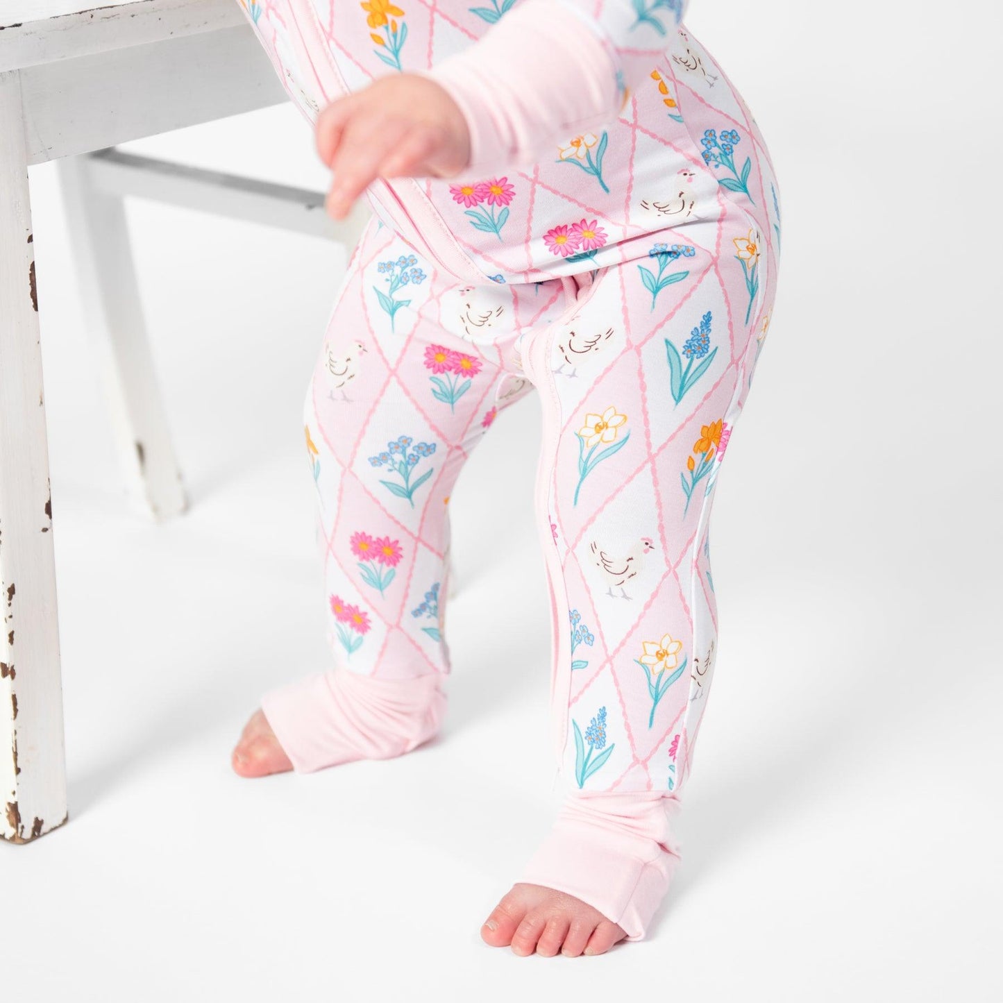 Diamond Floral Chicken Baby Bamboo Zippy