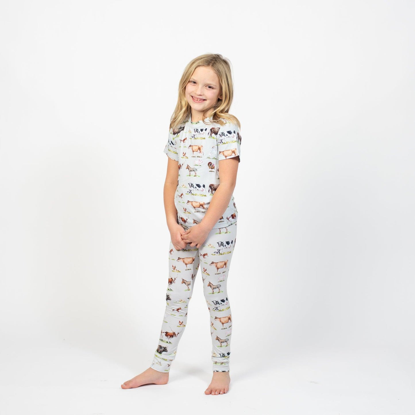 Watercolor Animals Toddler/Youth Bamboo Pajama Set - American Farm Company