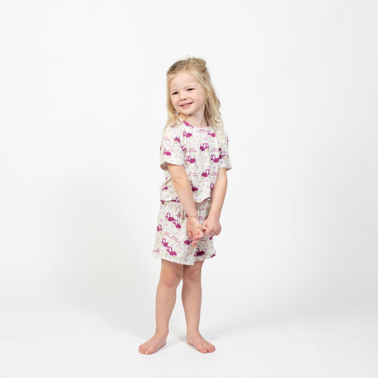 Floral Tractor Toddler/Youth Bamboo Pajama Set - American Farm Company