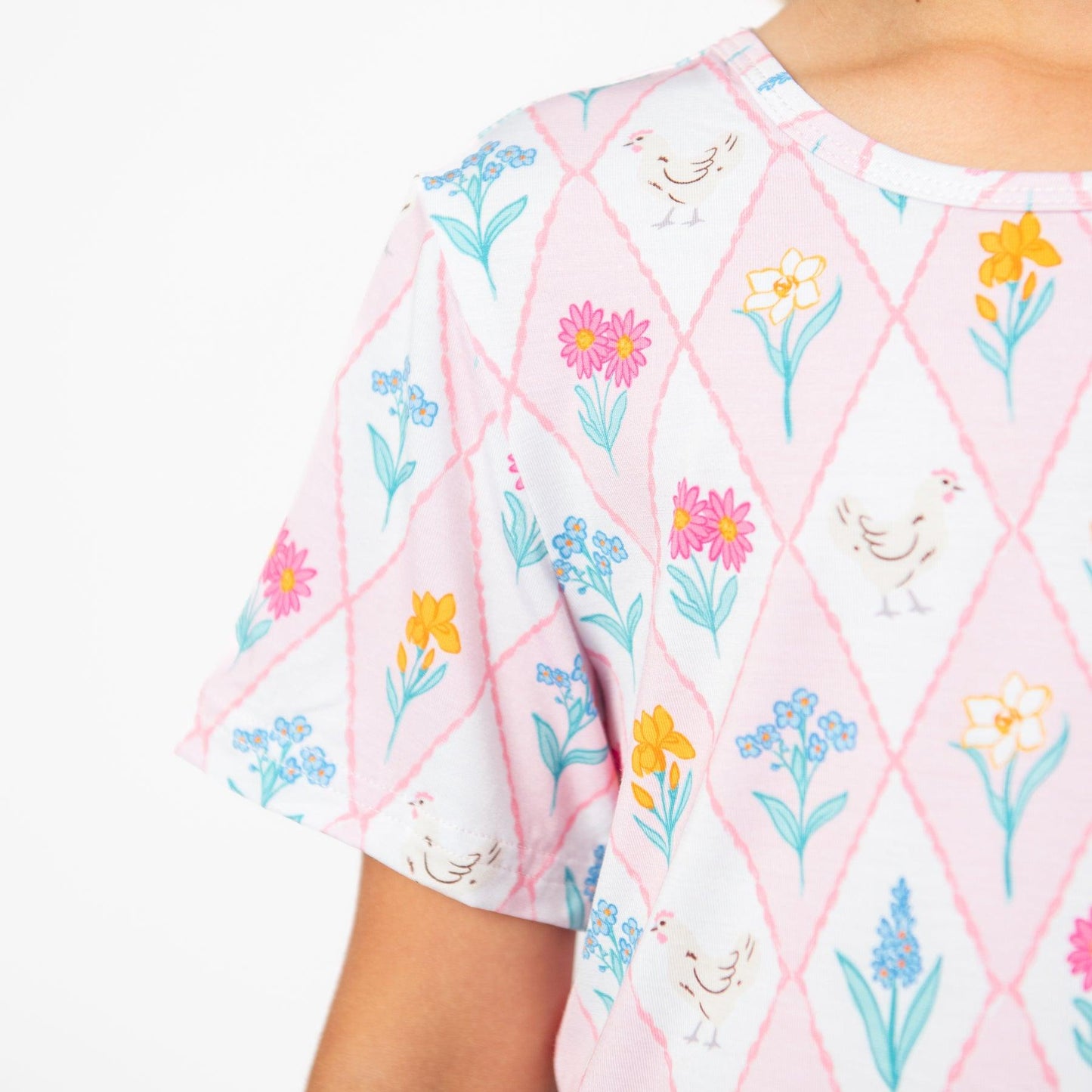 Diamond Floral Chicken Toddler/Youth Bamboo Pajama Set