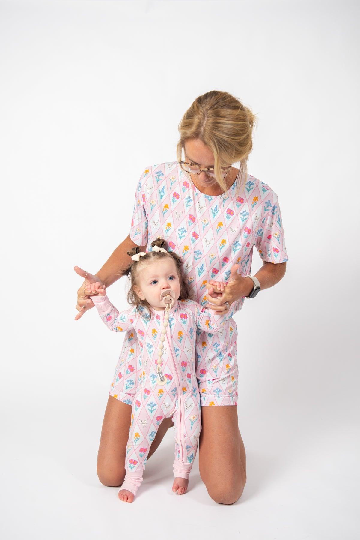 Diamond Floral Chicken Baby Bamboo Zippy