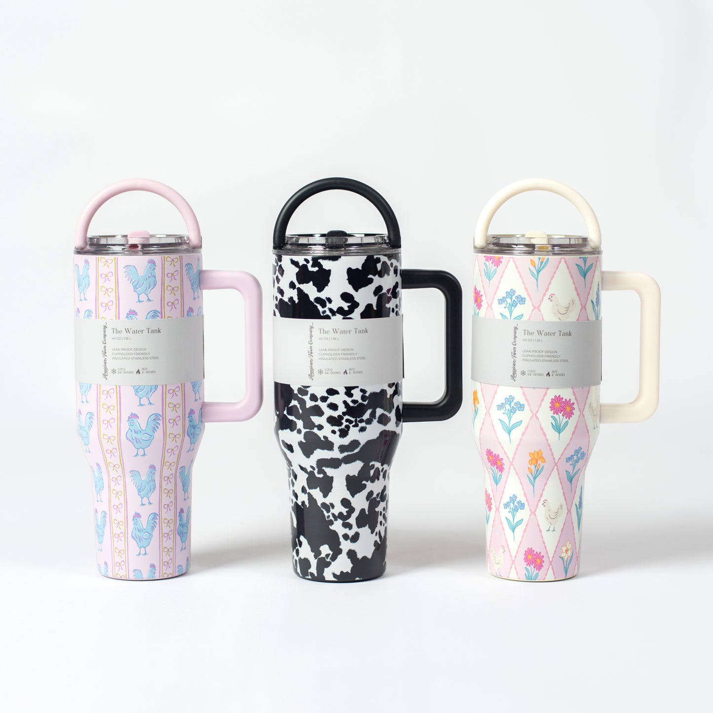 Diamond Floral Chicken 40oz Water Tank Tumbler