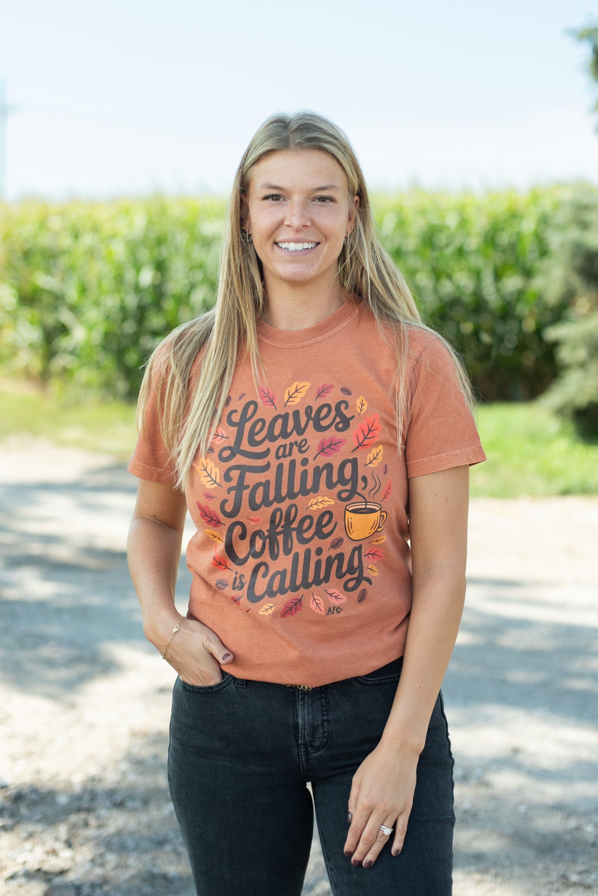 'Leaves are Falling, Coffee is Calling' Tee
