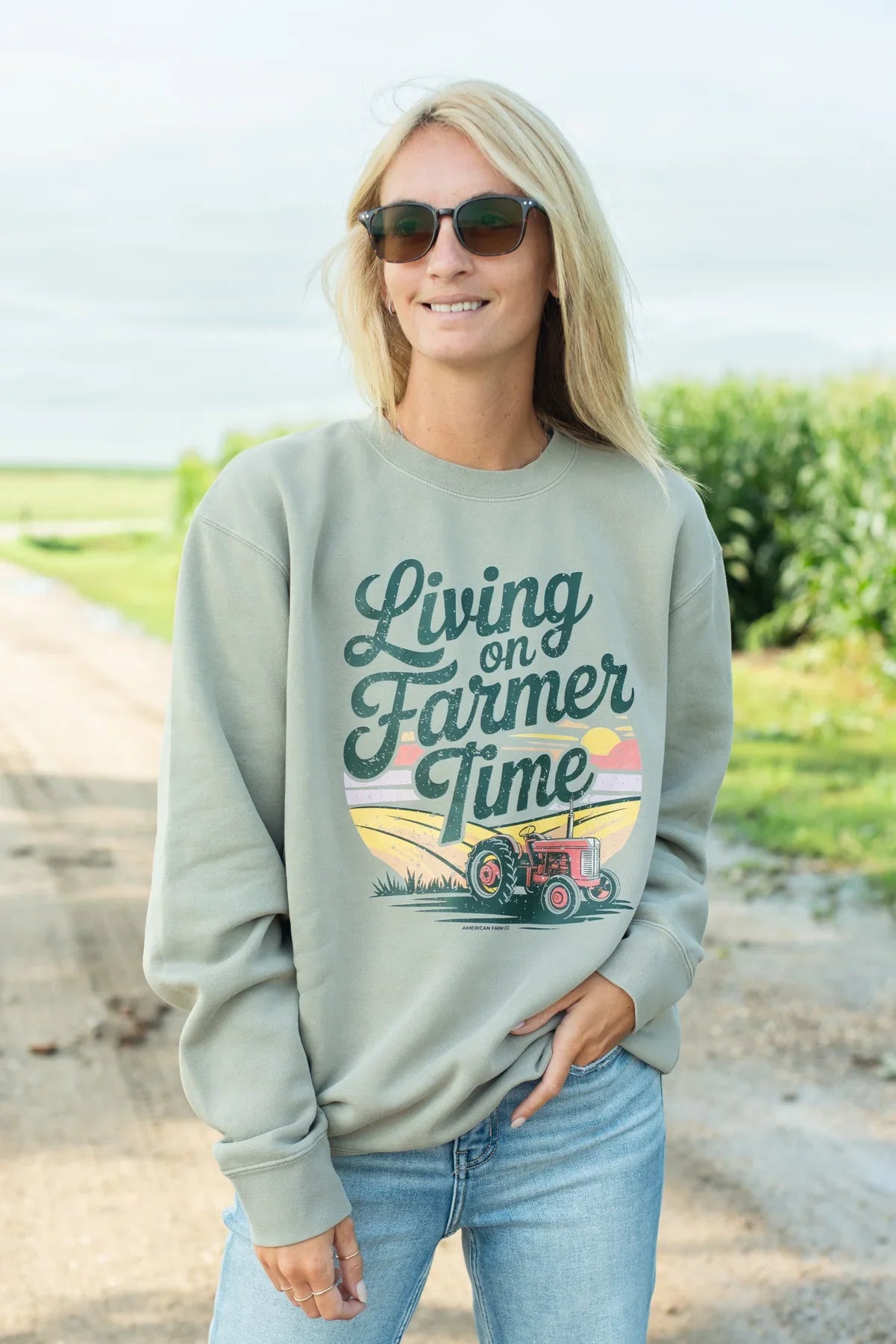 'Living On Farmer Time' Crewneck