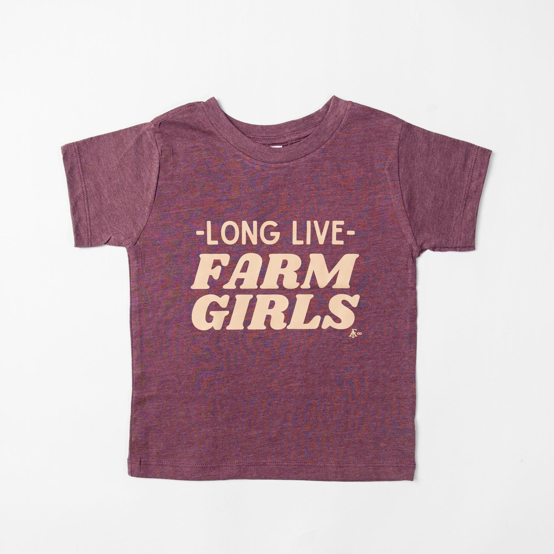 Long Live Farm Girls Toddler/Youth Maroon Tee - American Farm Company