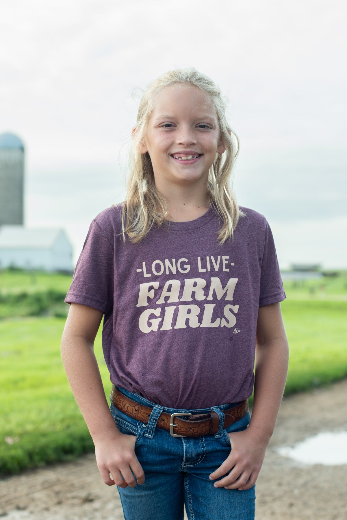Long Live Farm Girls Toddler/Youth Maroon Tee