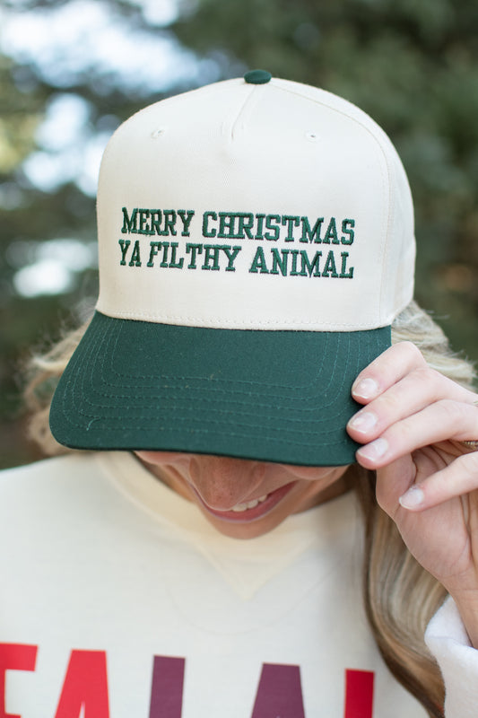 'Merry Christmas Ya Filthy Animal' Embroidered Trucker Hat