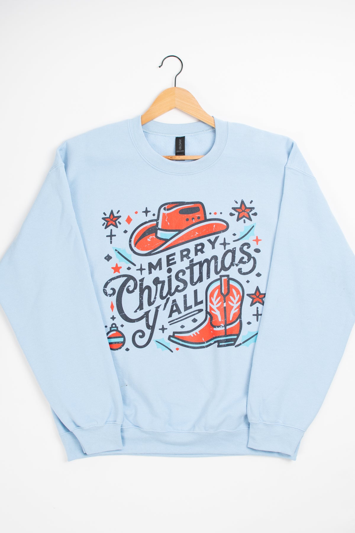 'Merry Christmas Ya'll' Light Blue Crewneck