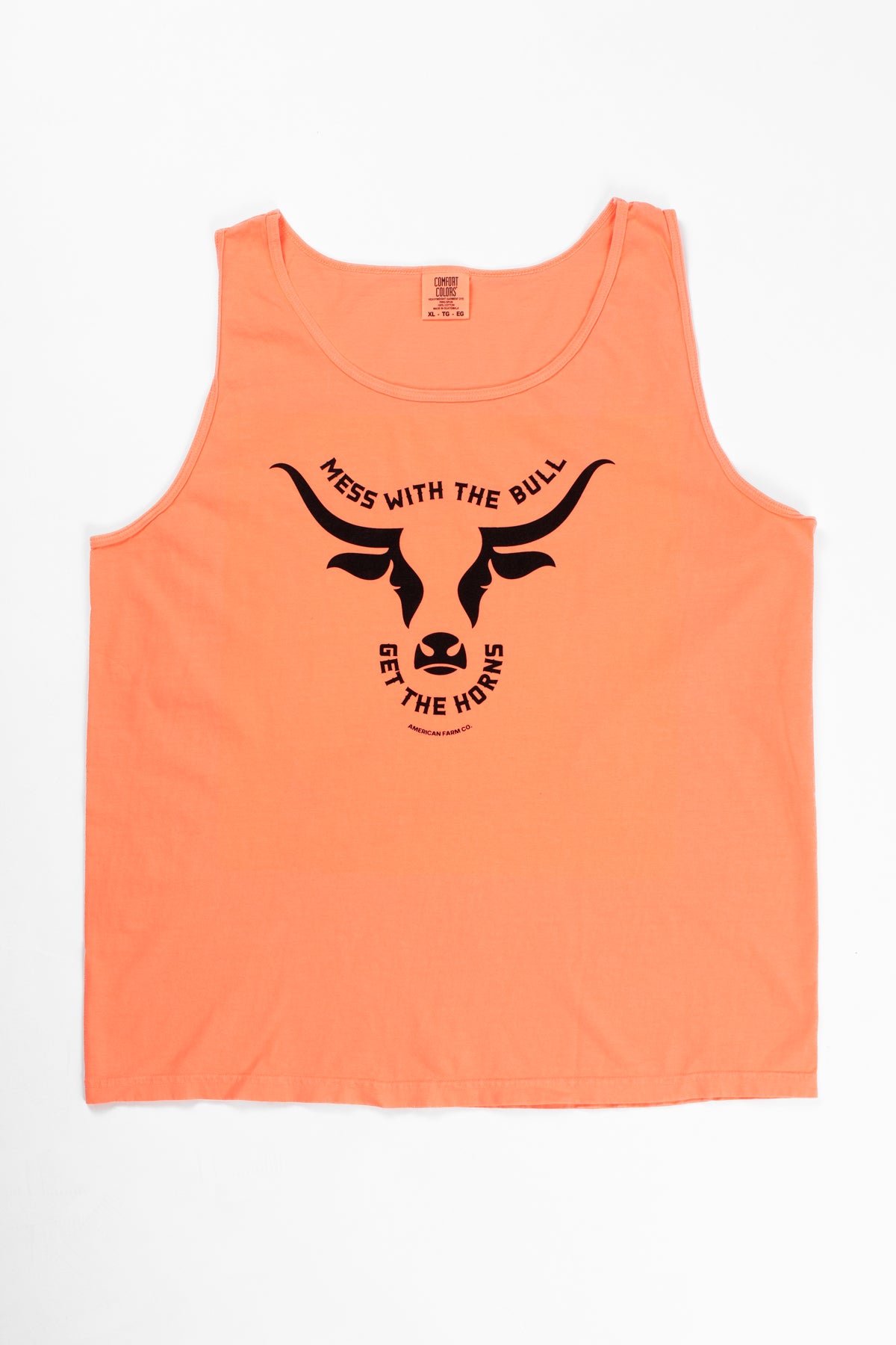 'Mess with the Bull, Get the Horns' Neon Orange Tank Top