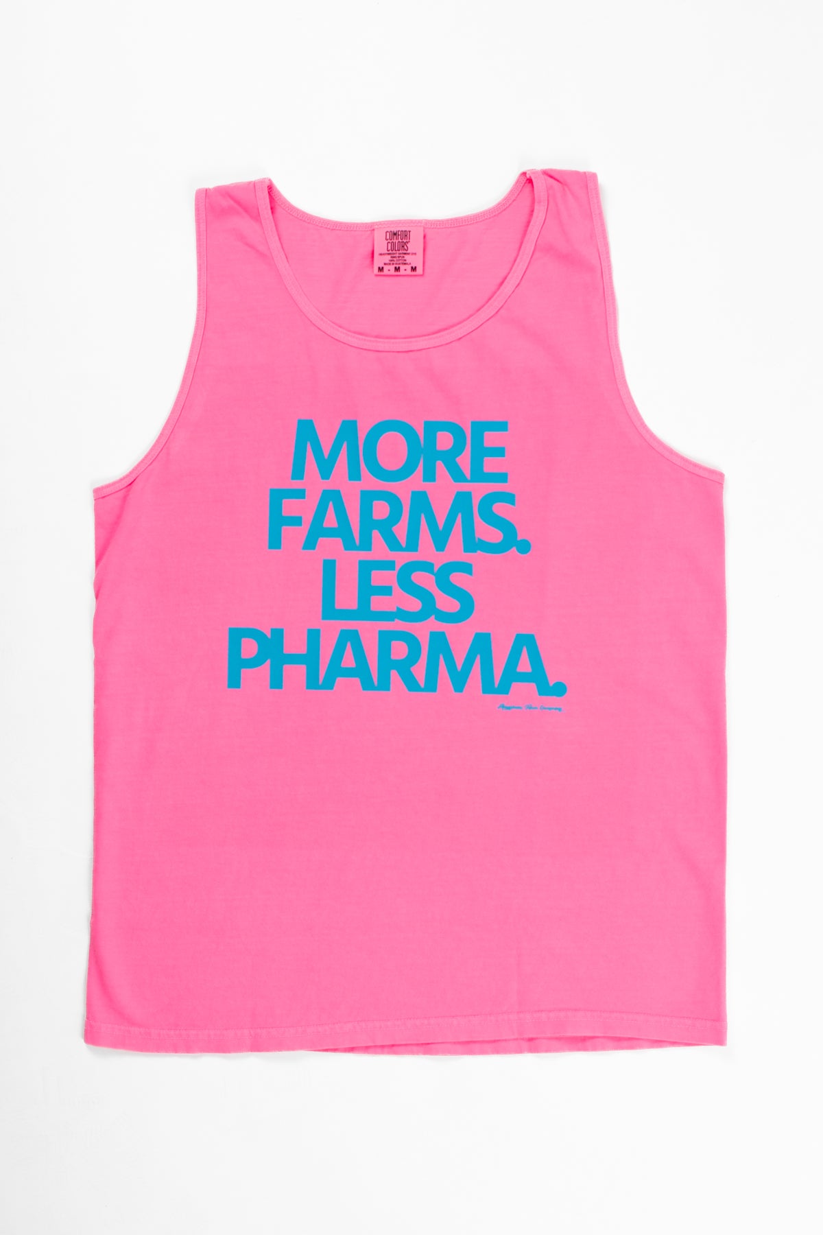 'More Farms. Less Pharma.' Neon Tank Top