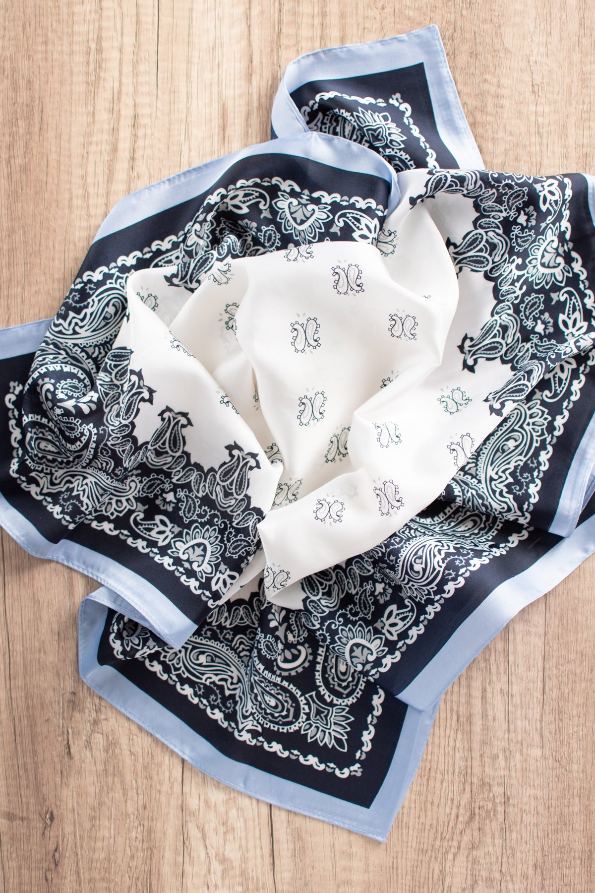 Paisley Square Scarf - Navy/Cream