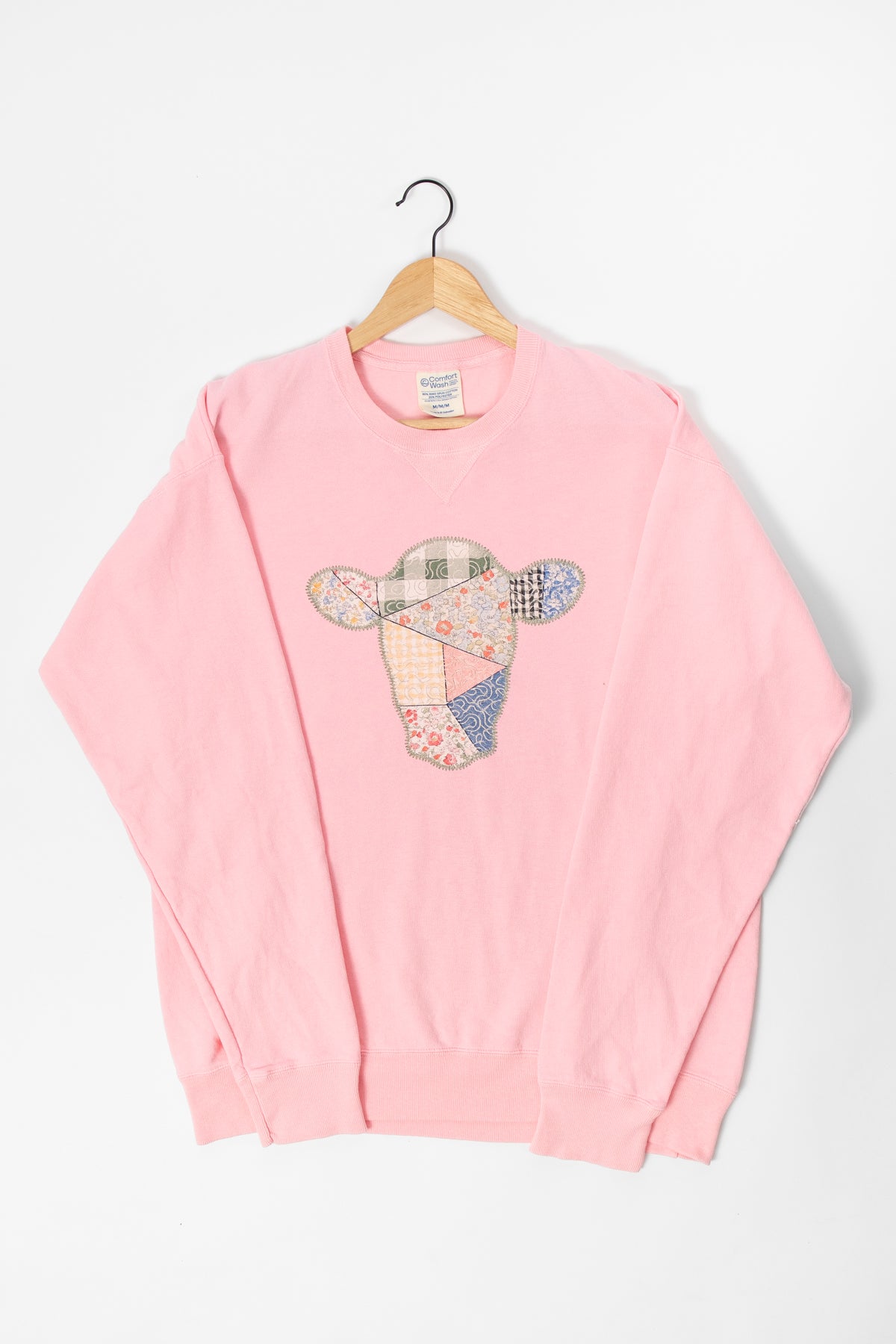 Patchwork Cow Pink Crewneck