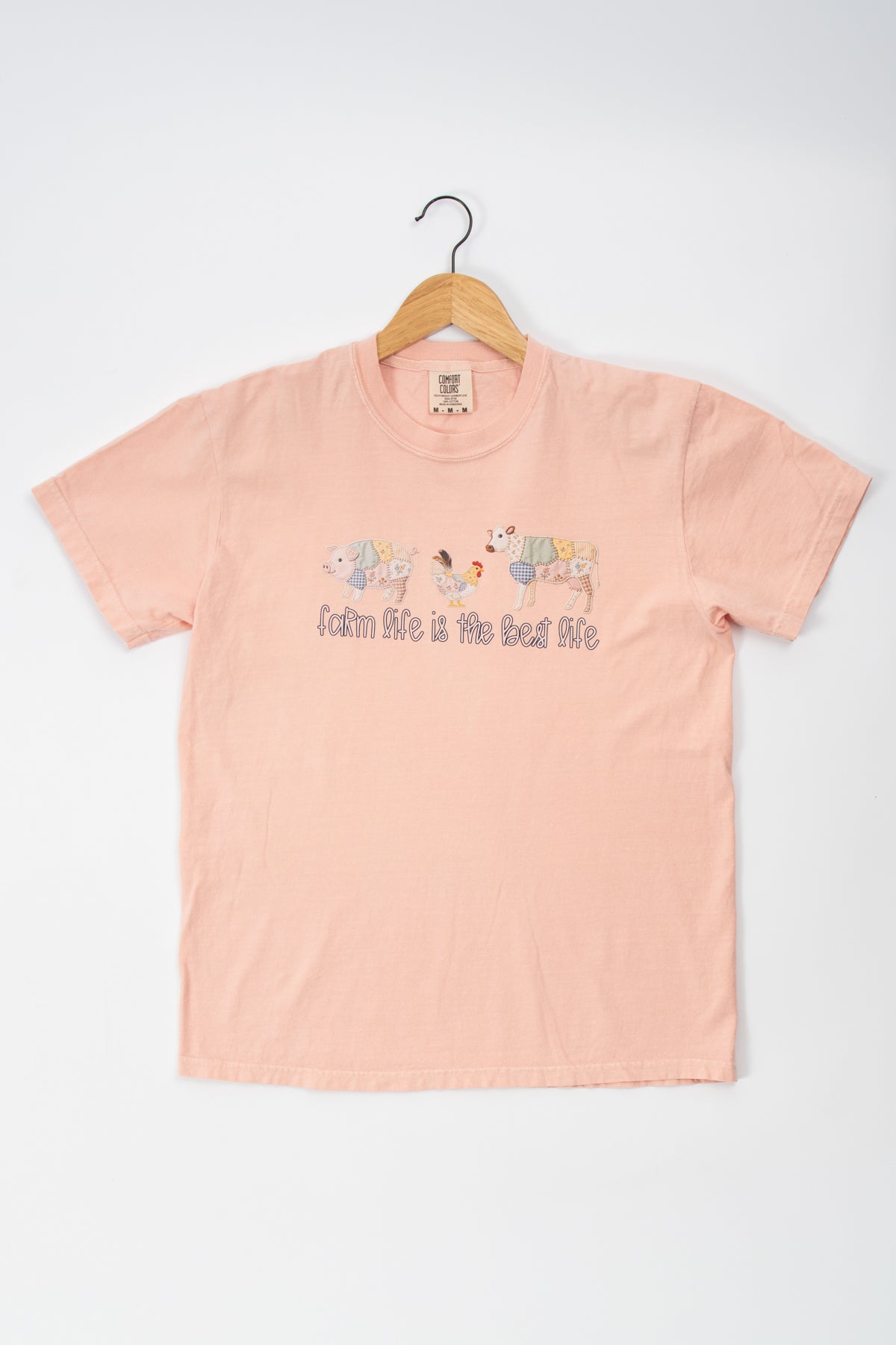 Patchwork 'Farm Life is the Best Life' Peach Tee