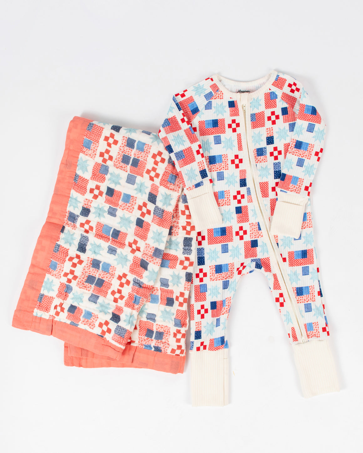 Patriotic Patchwork Cotton Baby Blanket