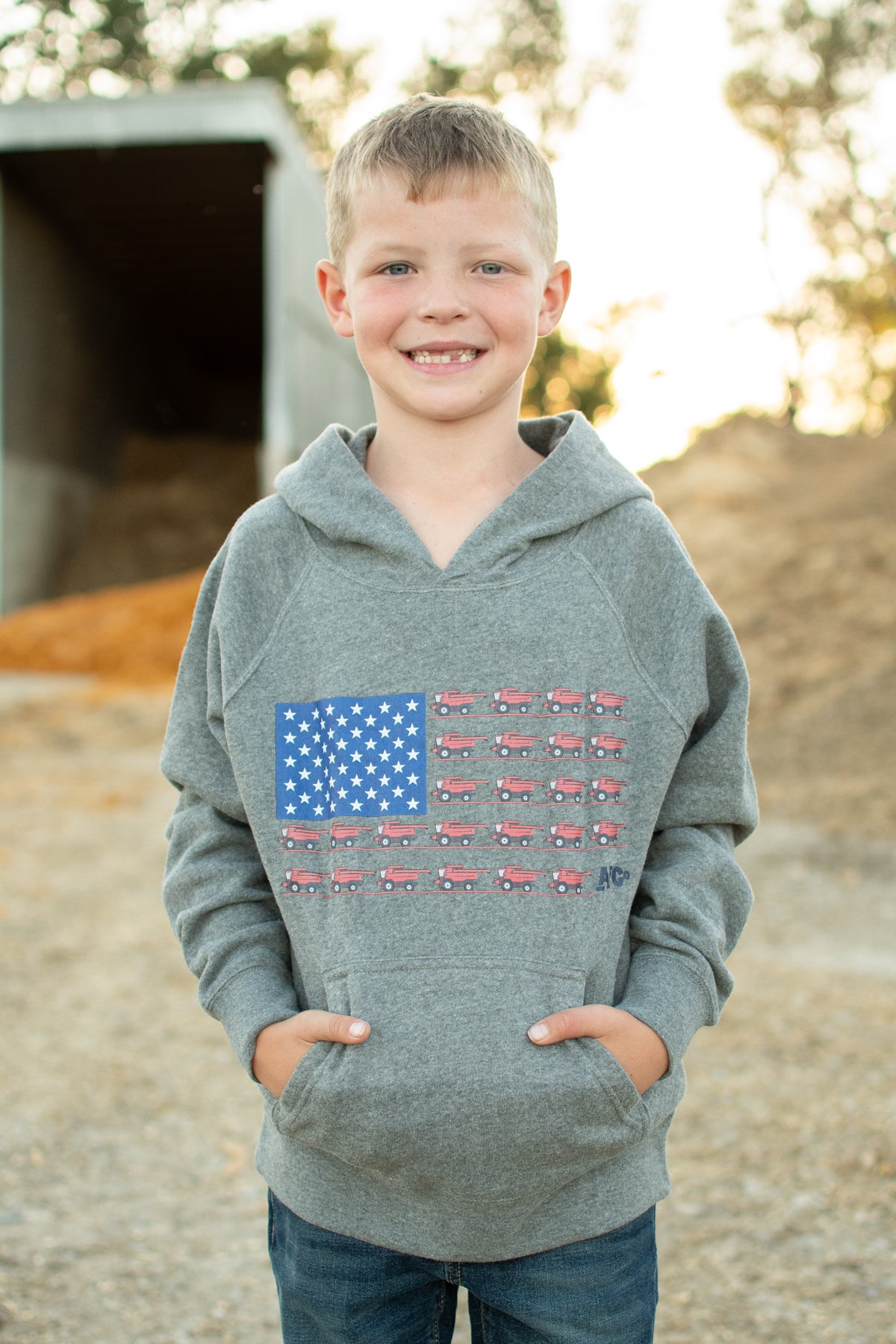 Patriotic Red Combine Flag Toddler/Youth Hoodie
