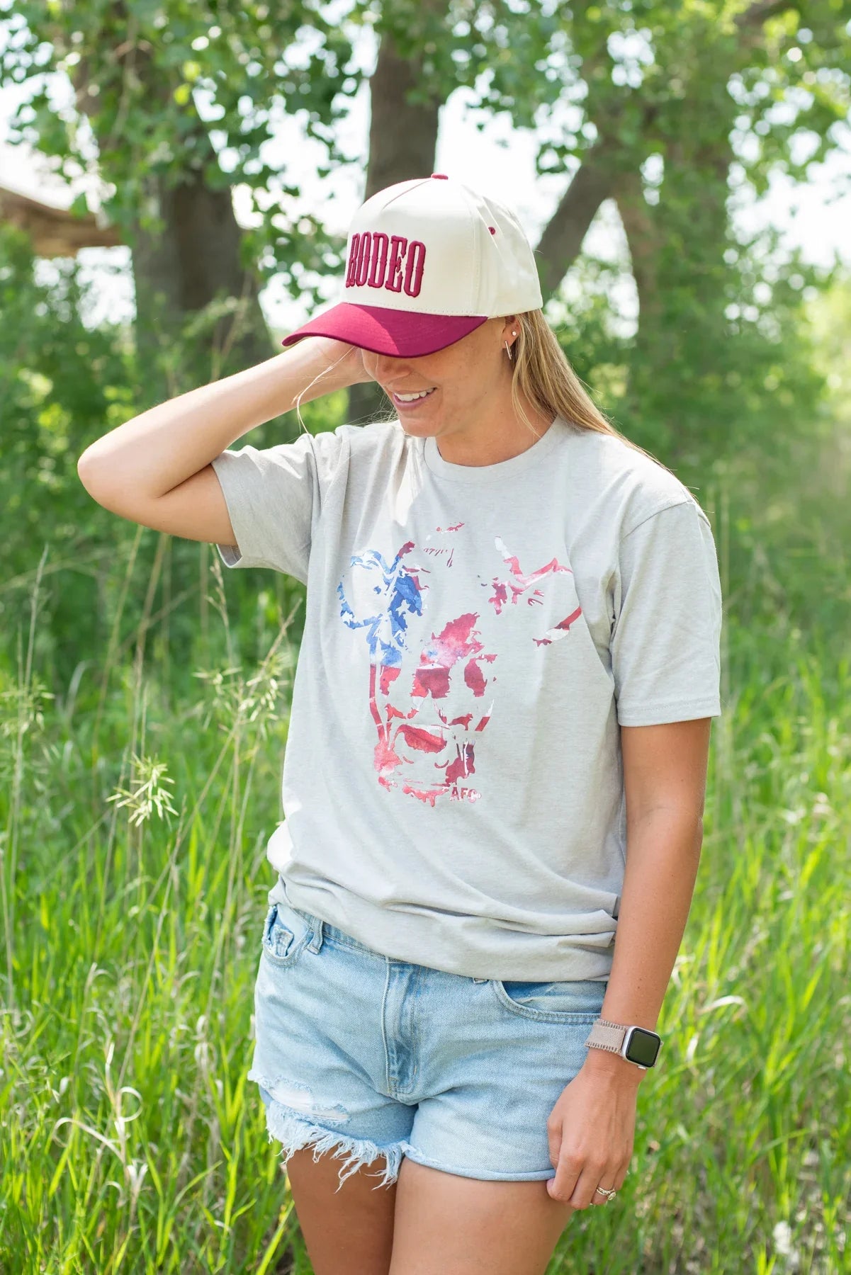 Patriotic Watercolor Cow Tee