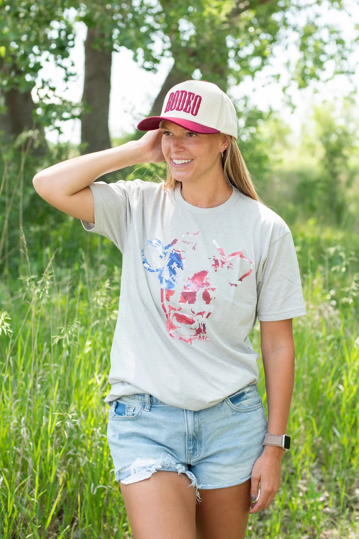 Patriotic Watercolor Cow Tee