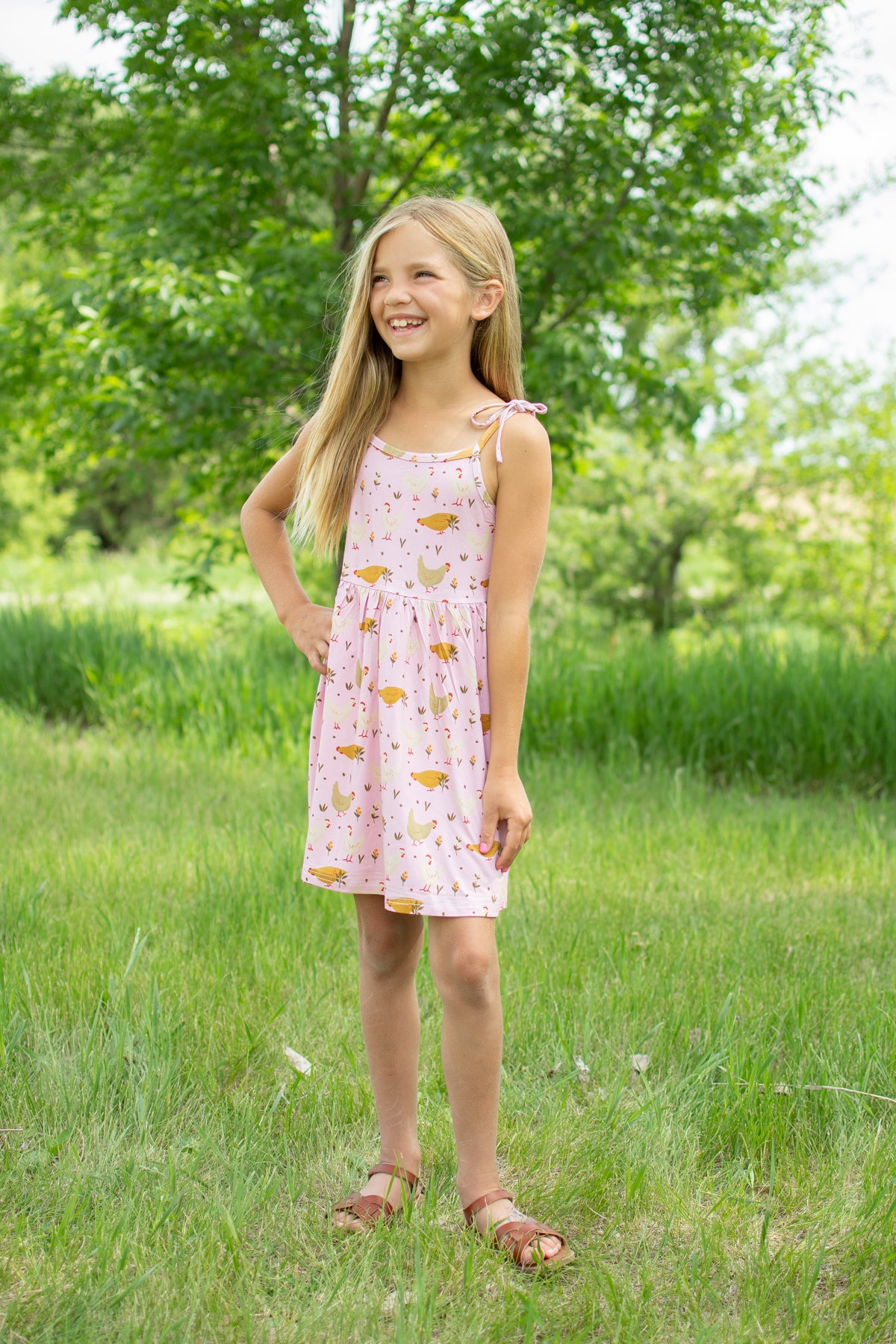 Pink Cottage Chicken Toddler/Youth Bamboo Dress